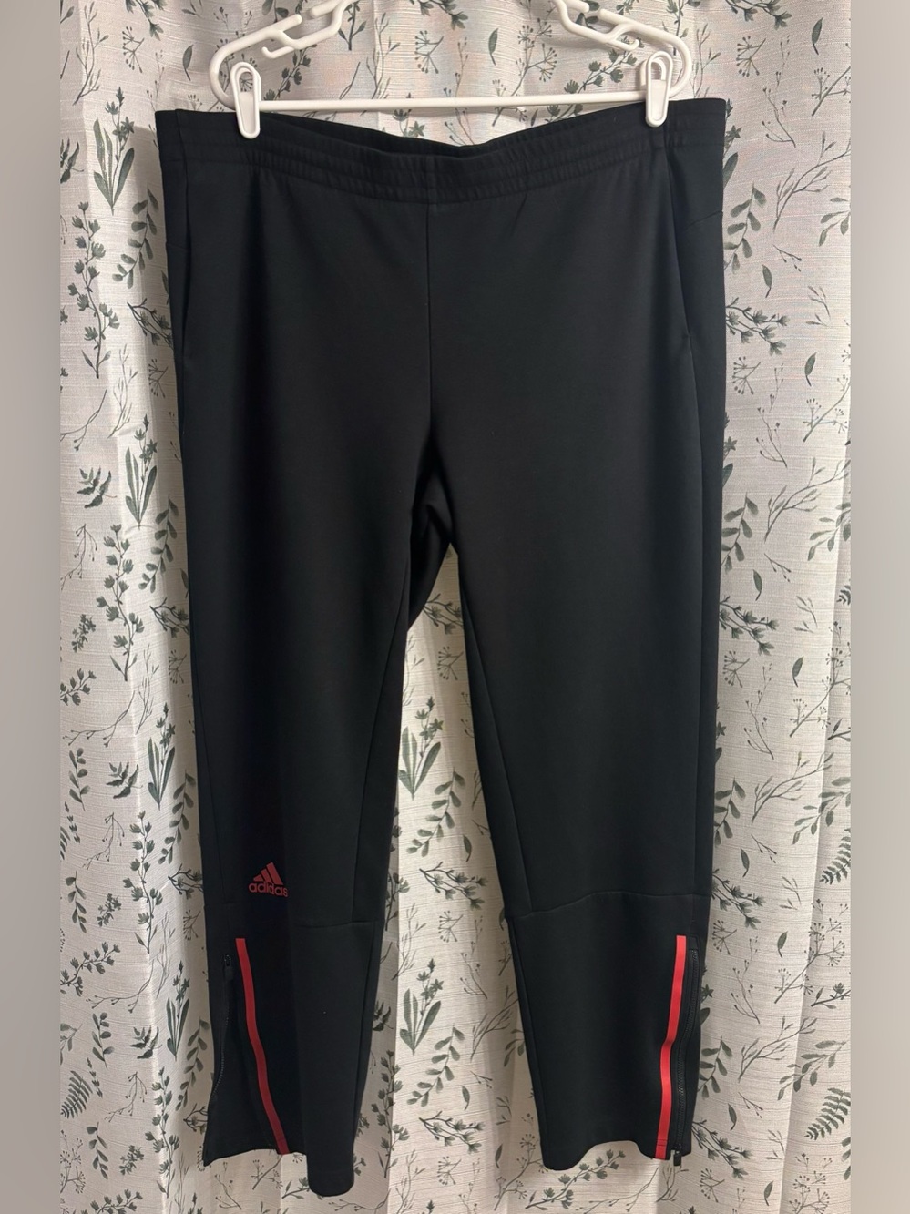adidas Black Joggers with Red Trim and Logo